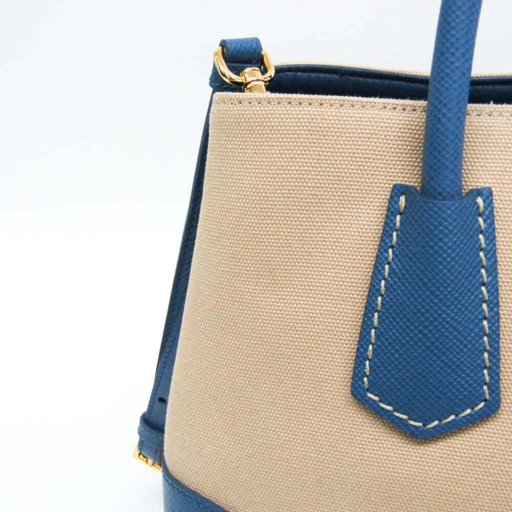 PRADA Cream Canvas Saffiano Shoulder Bag - Picture 8 of 16
